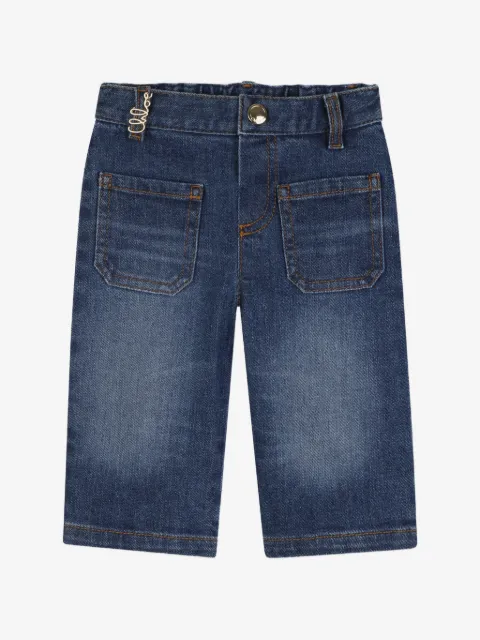 Chloé Kids jean à logo brodé et poche plaquée