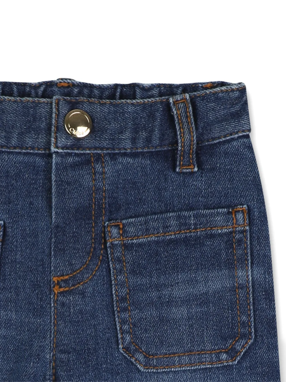 Chloé Kids Jeans met geborduurd logo en opgestikte zak Blauw