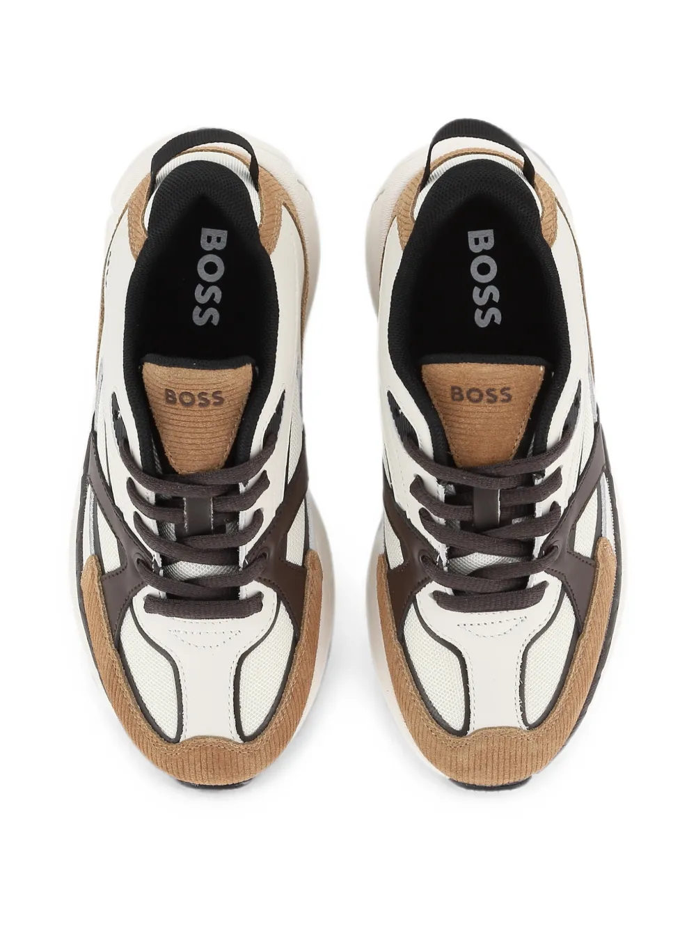 BOSS Kidswear Sneakers met ribfluwelen vlakken Beige