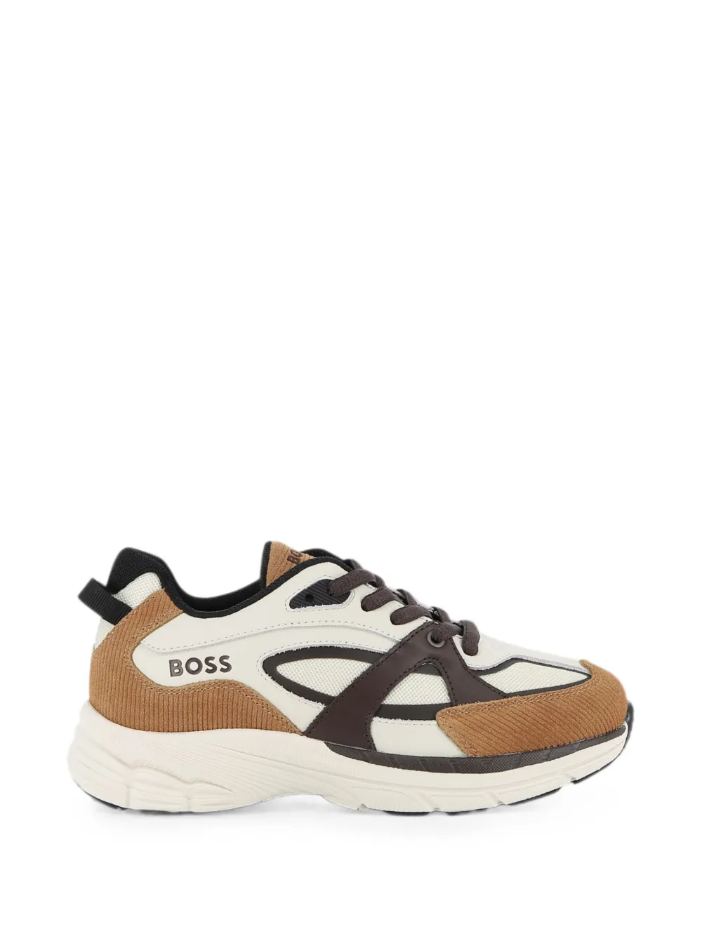 BOSS Kidswear Sneakers met ribfluwelen vlakken Beige