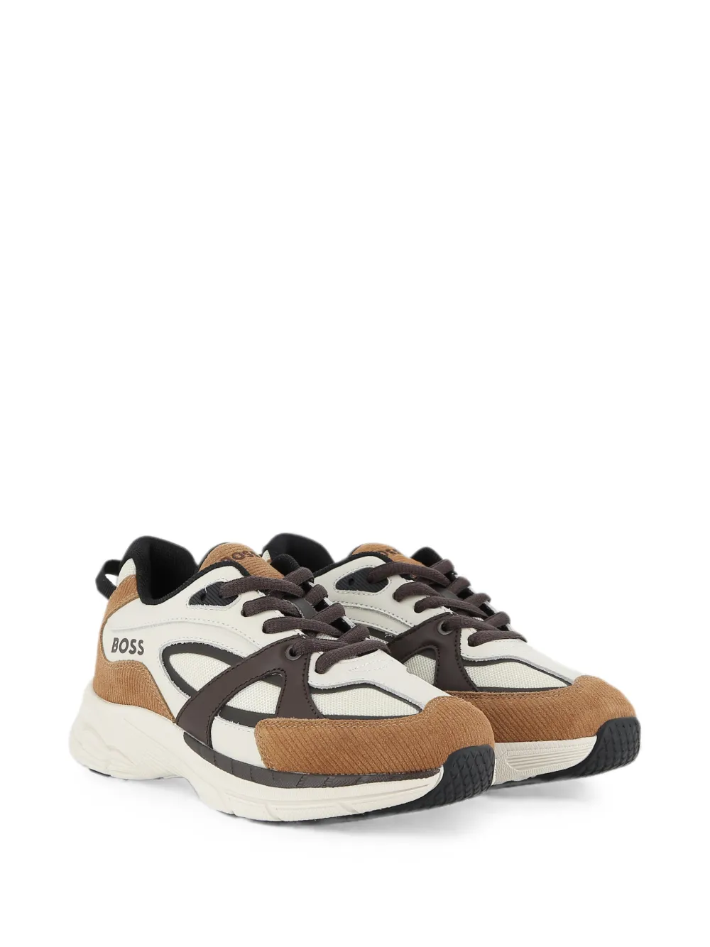 BOSS Kidswear Sneakers mit Cordeinsätzen - Nude