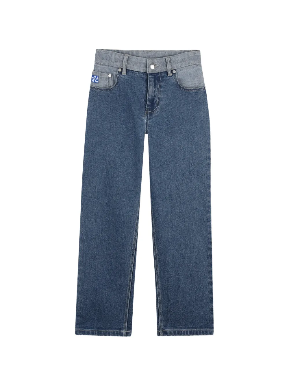 Kids Around two-tone embroidered jeans - Blu