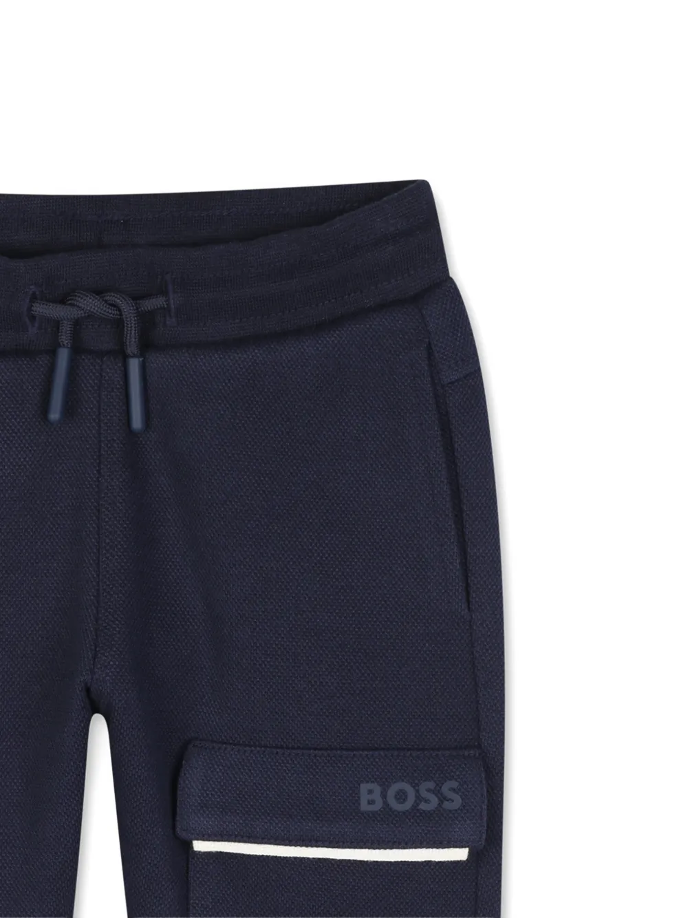 BOSS Kidswear Cargo broek met logoprint Blauw