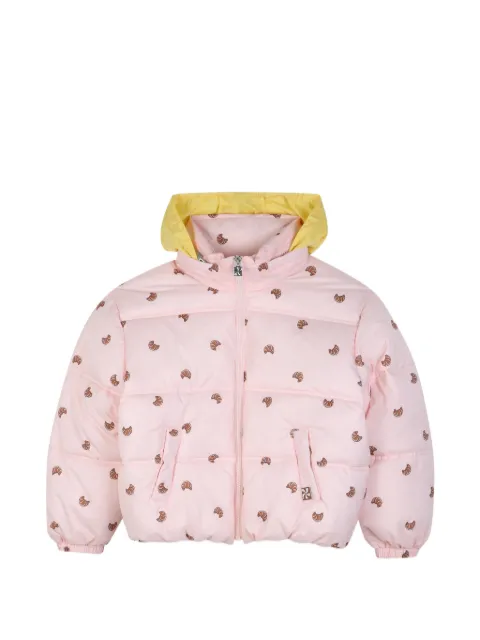 Kids Around croissant-print hooded puffer jacket