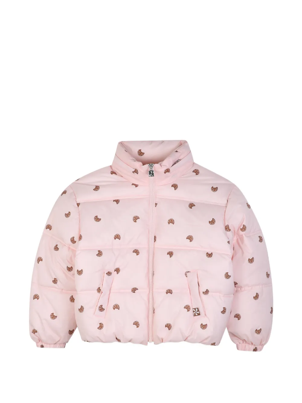 Kids Around Donsjack met croissant-print en capuchon Roze
