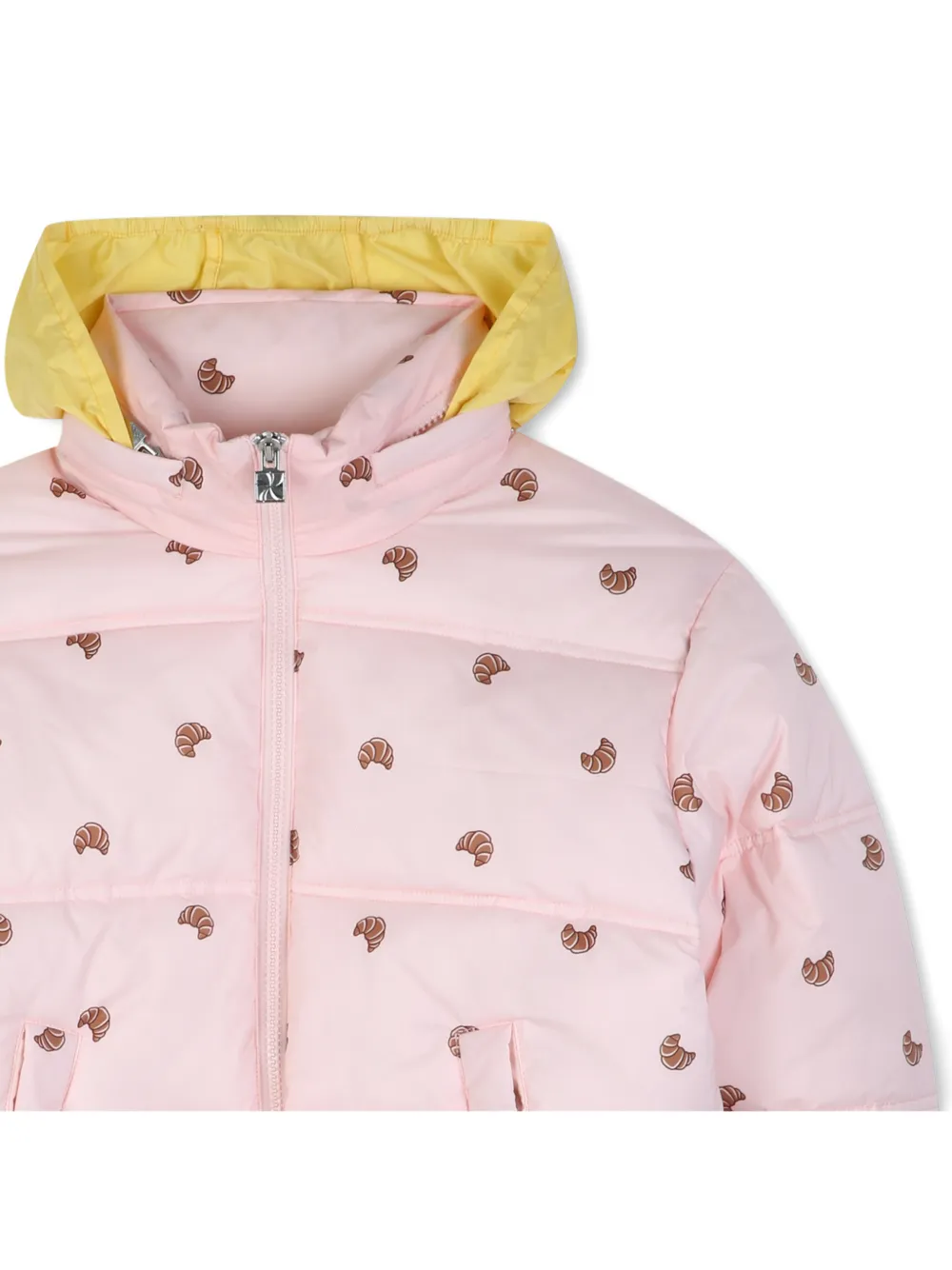 Kids Around Donsjack met croissant-print en capuchon Roze
