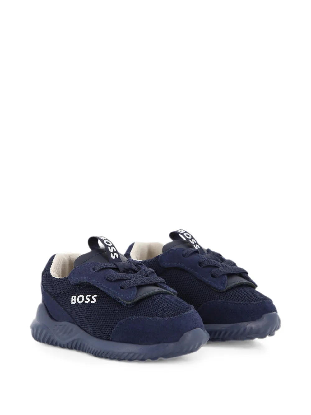 BOSS Kidswear logo-print panelled sneakers Blauw