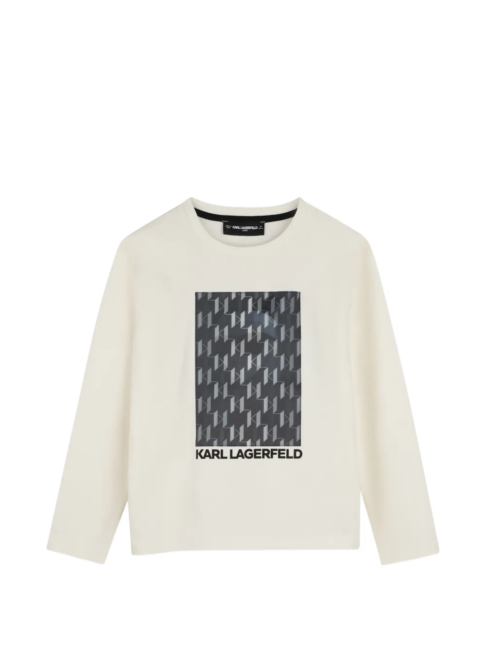 Karl Lagerfeld Kids T-shirt con stampa grafica e maniche lunghe - Toni neutri