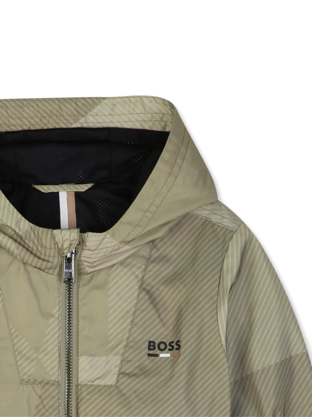 BOSS Kidswear Windjack met geometrische print en capuchon Groen