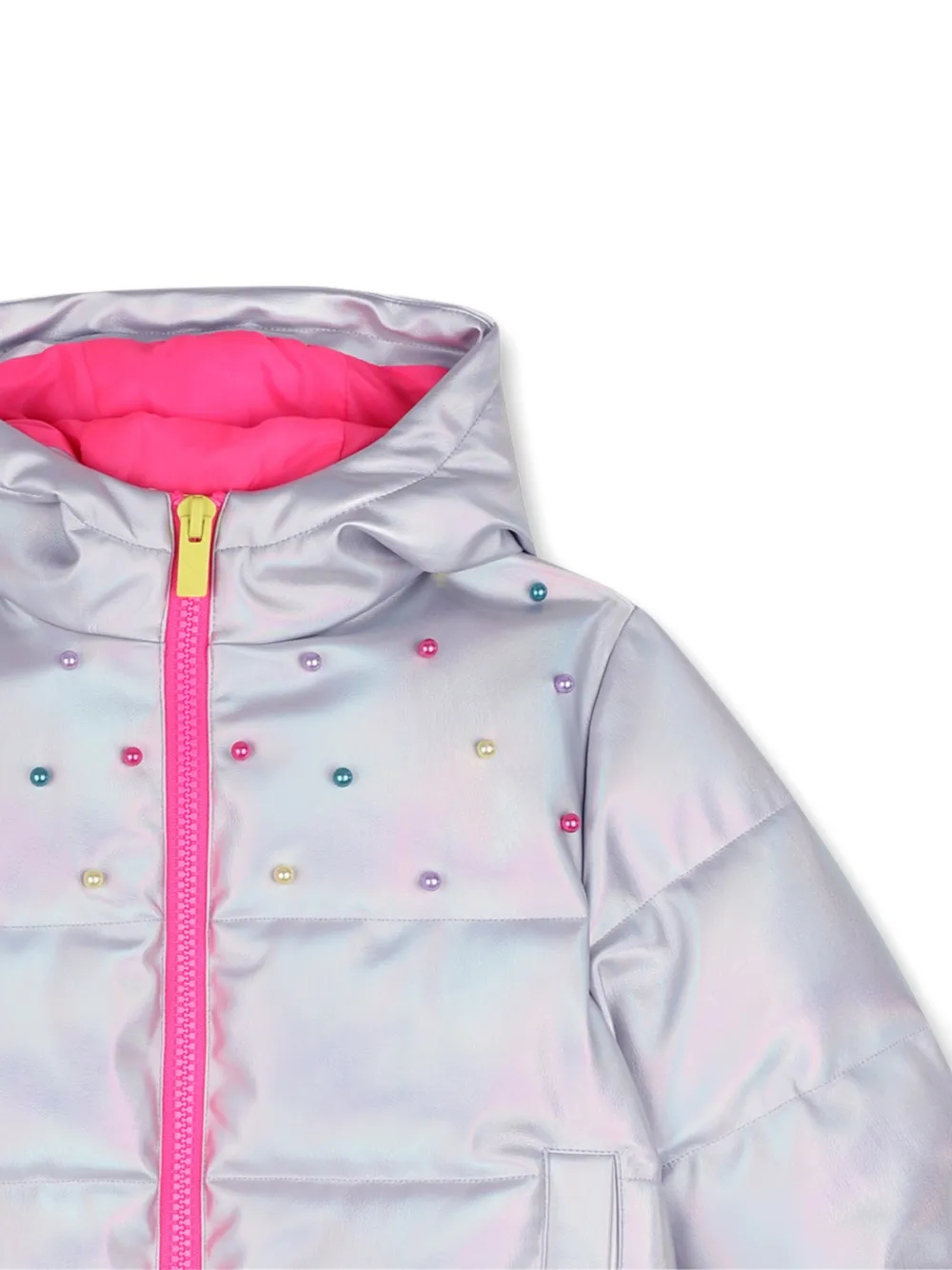 Billieblush Donsjack verfraaid met parels en capuchon Paars