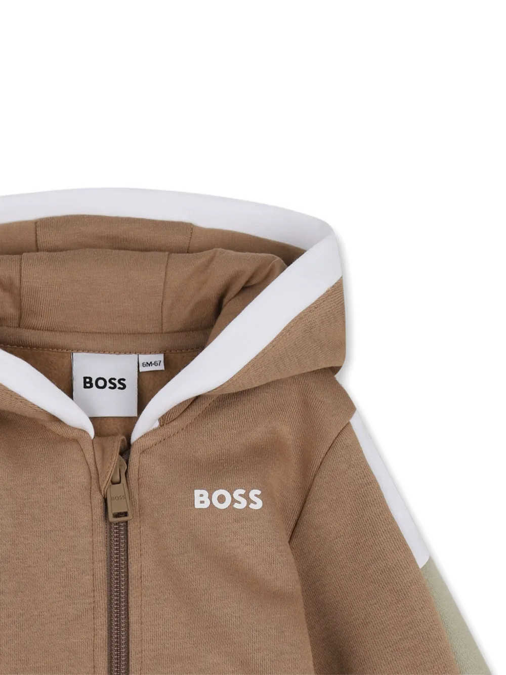 BOSS Kidswear Sweater met logoprint en rits Bruin