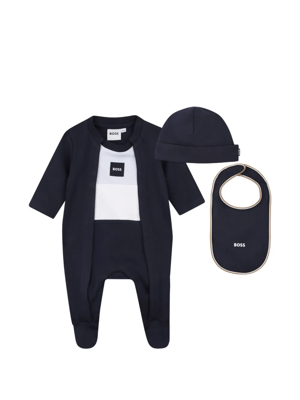 BOSS Kidswear logo-patch babygrow set - Blau