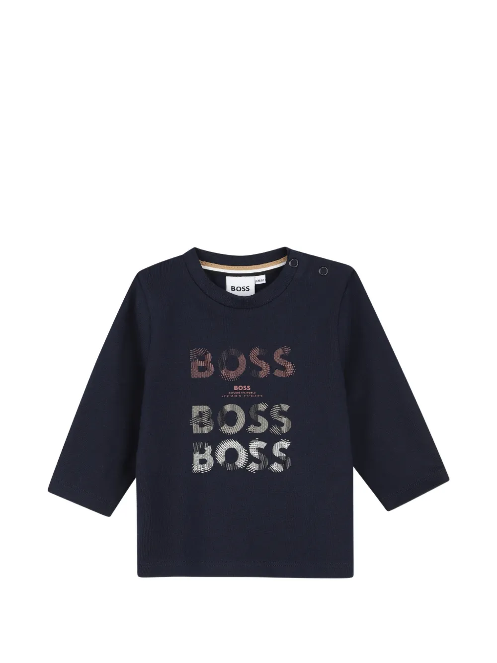 BOSS Kidswear T-shirt a maniche lunghe con logo - Blu