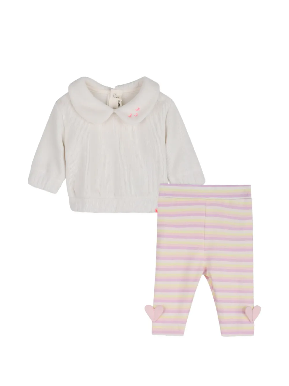 Billieblush Babies' Ribbed-knit Striped-pattern Sweater And Leggings Set In Neutral