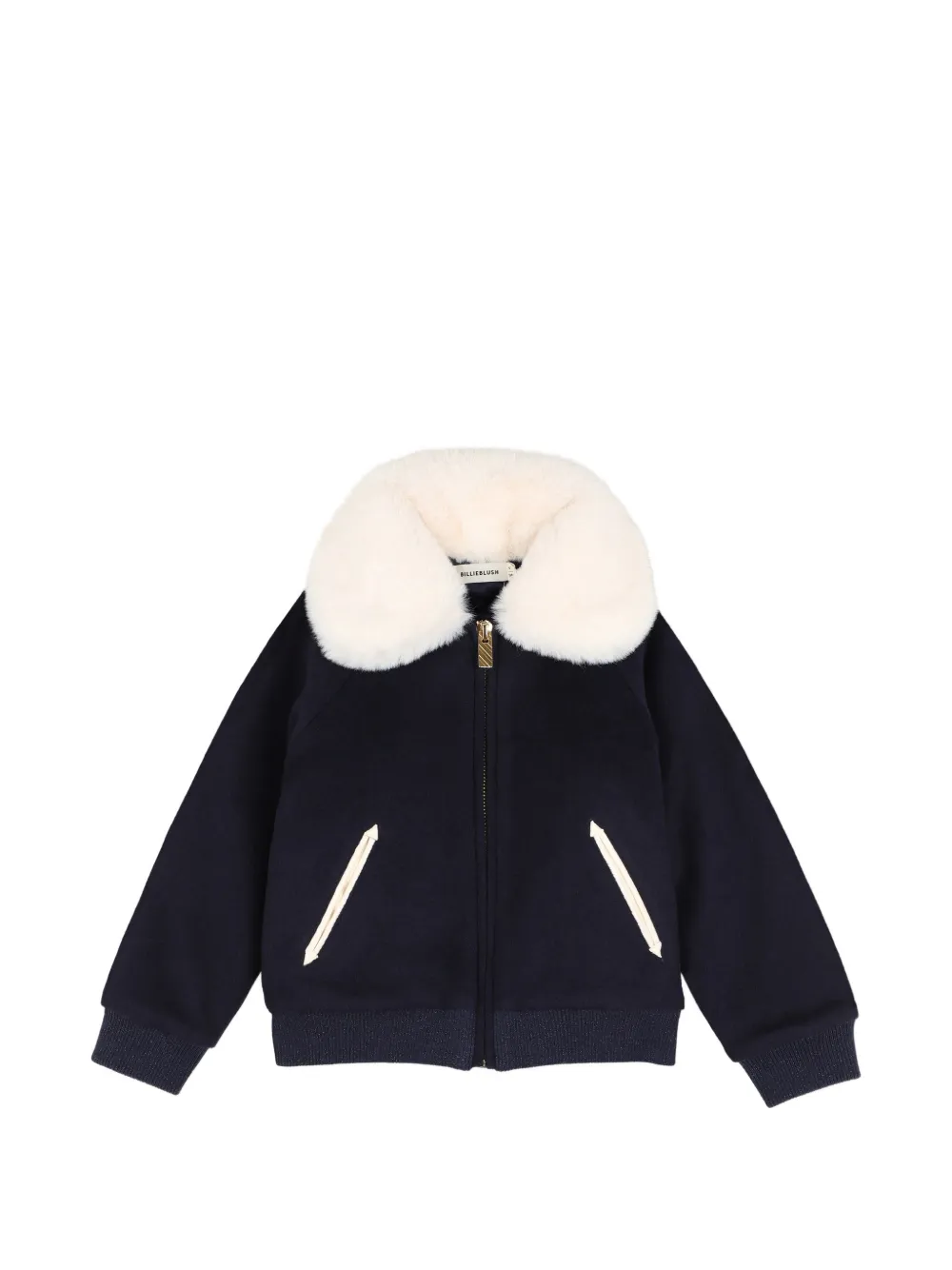 Billieblush faux-fur collar sequin-embellished bomber jacket - Blue