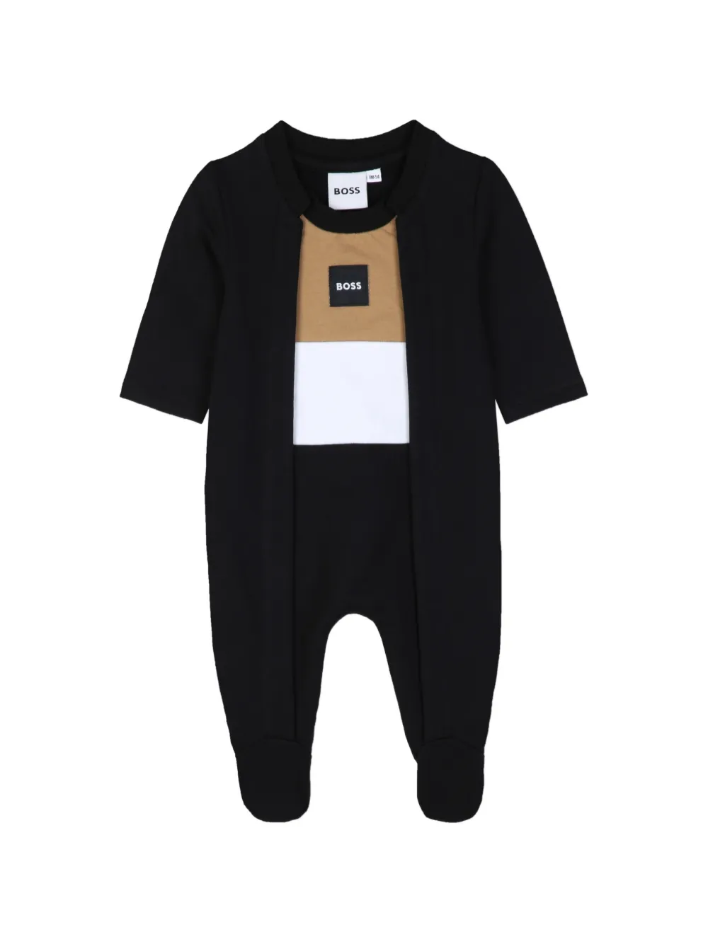 BOSS Kidswear Vier pyjama's met logo-patch Zwart