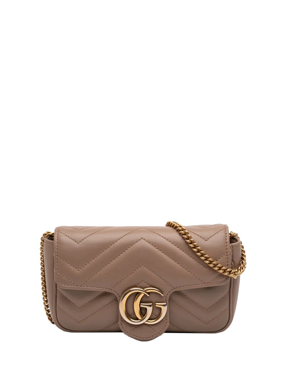Gucci Pre-Owned 2016-2026 Mini GG Marmont Matelasse Calfskin Flap crossbody bag - Marrone