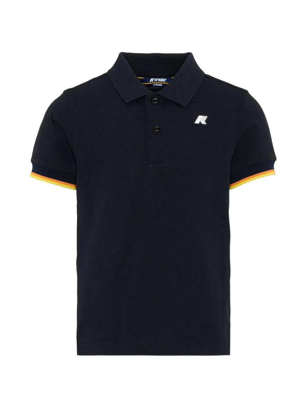 K Way Kids Vincent logo-patch striped-trim polo shirt - Blu