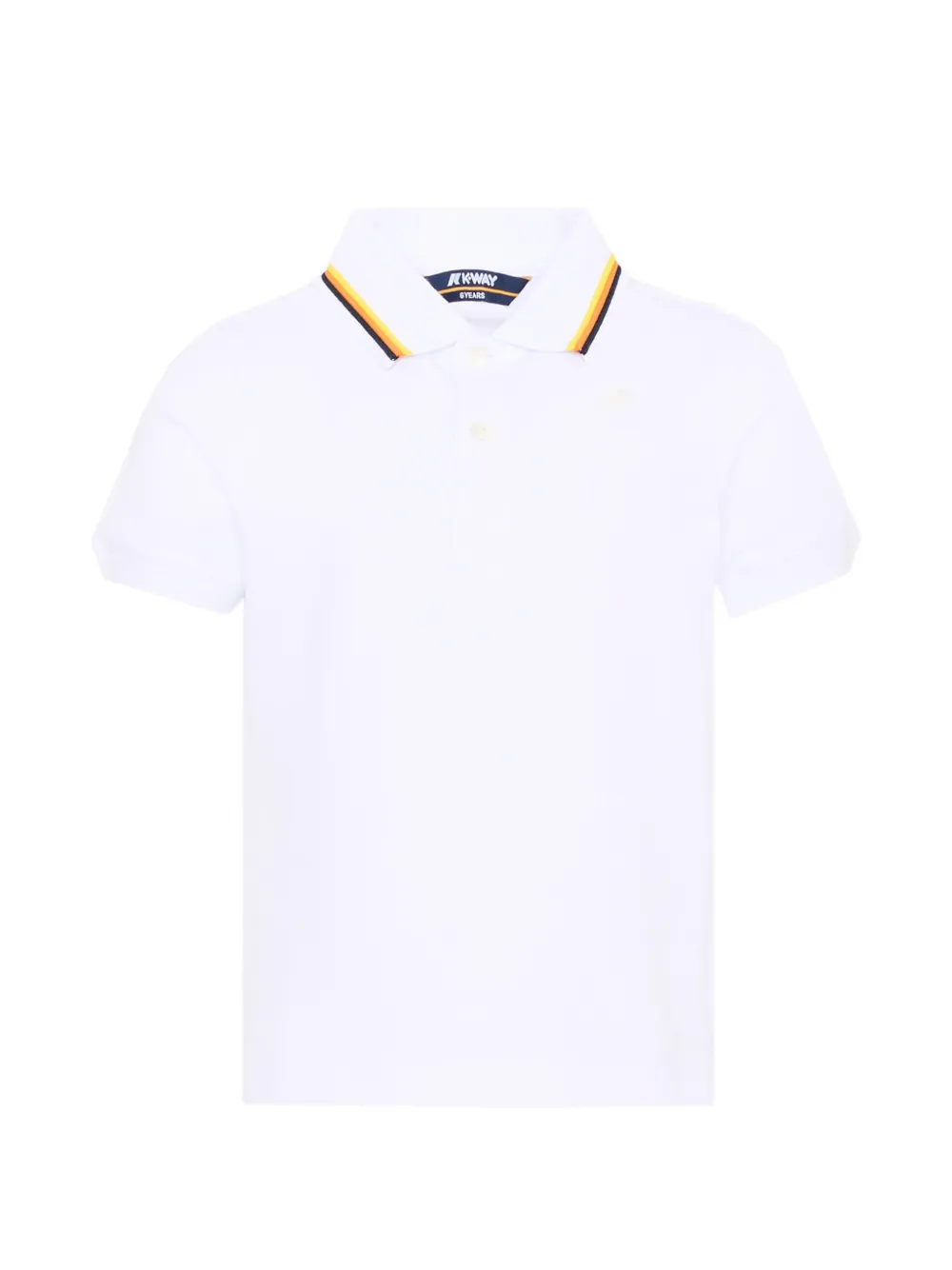 K Way Kids Vincent logo-patch striped-trim polo shirt - Bianco