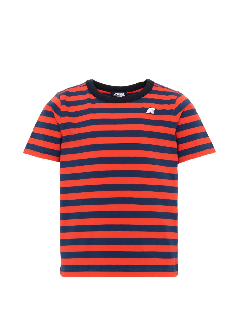 K Way Kids Adame striped logo-patch T-shirt - Rosso