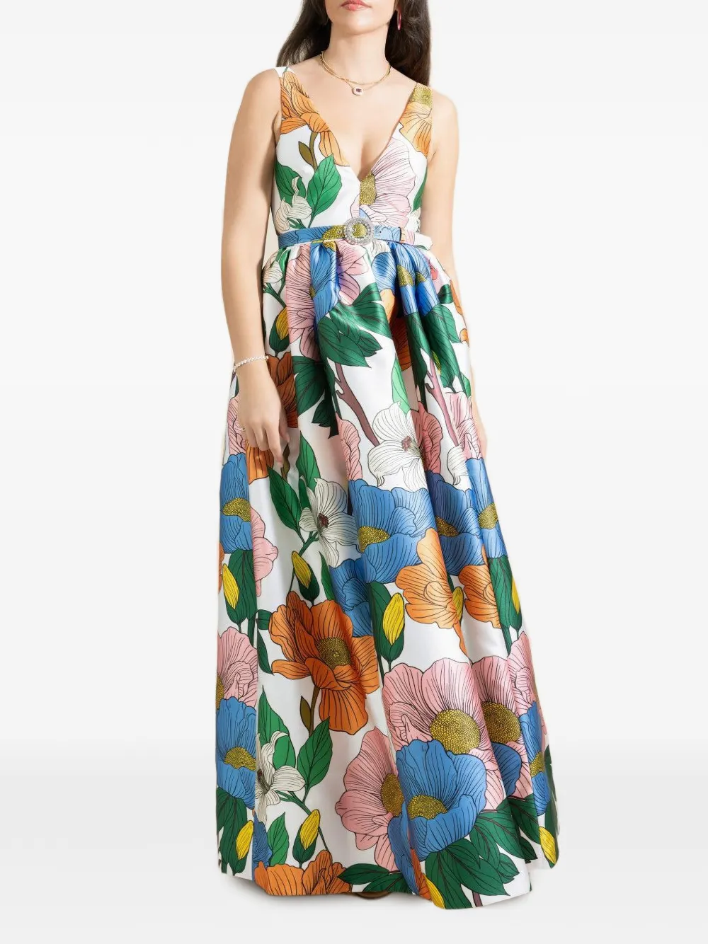 Borgo de Nor Floral-print Maxi Dress in White, view 2