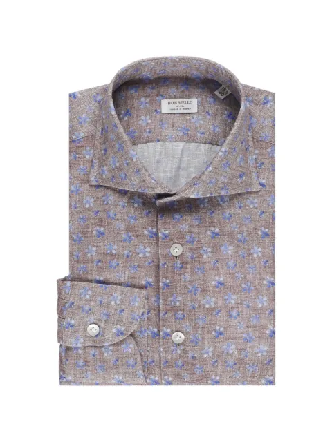 BORRIELLO NAPOLI floral-print spread-collar shirt