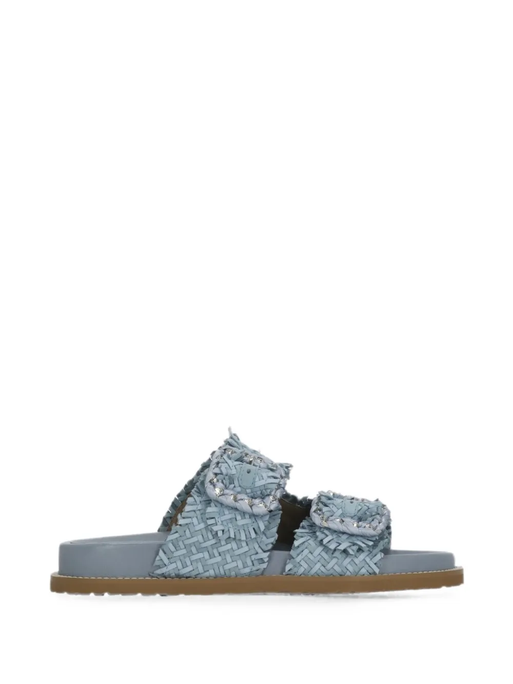 Coral Blue Woven Strass-embellished Sandals In Blue