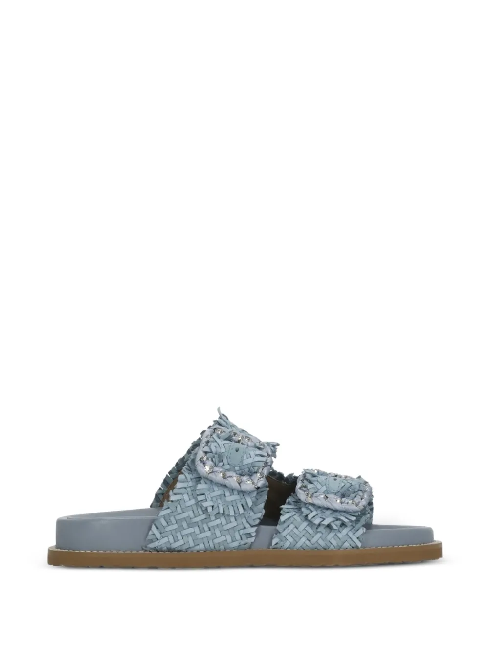 CORAL BLUE woven strass-embellished sandals