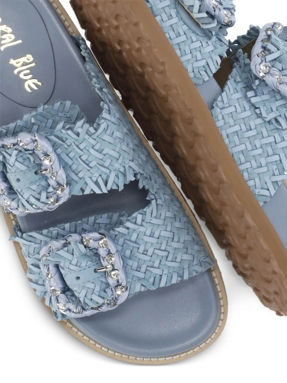 CORAL BLUE Geweven sandalen verfraaid met stras Blauw