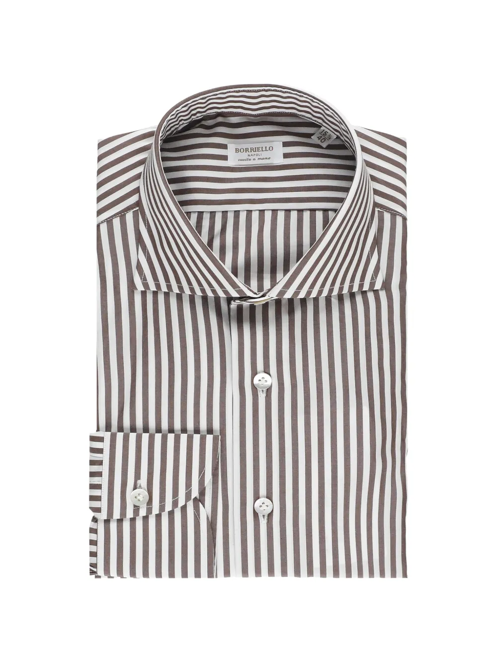 BORRIELLO NAPOLI striped spread-collar shirt - Bianco