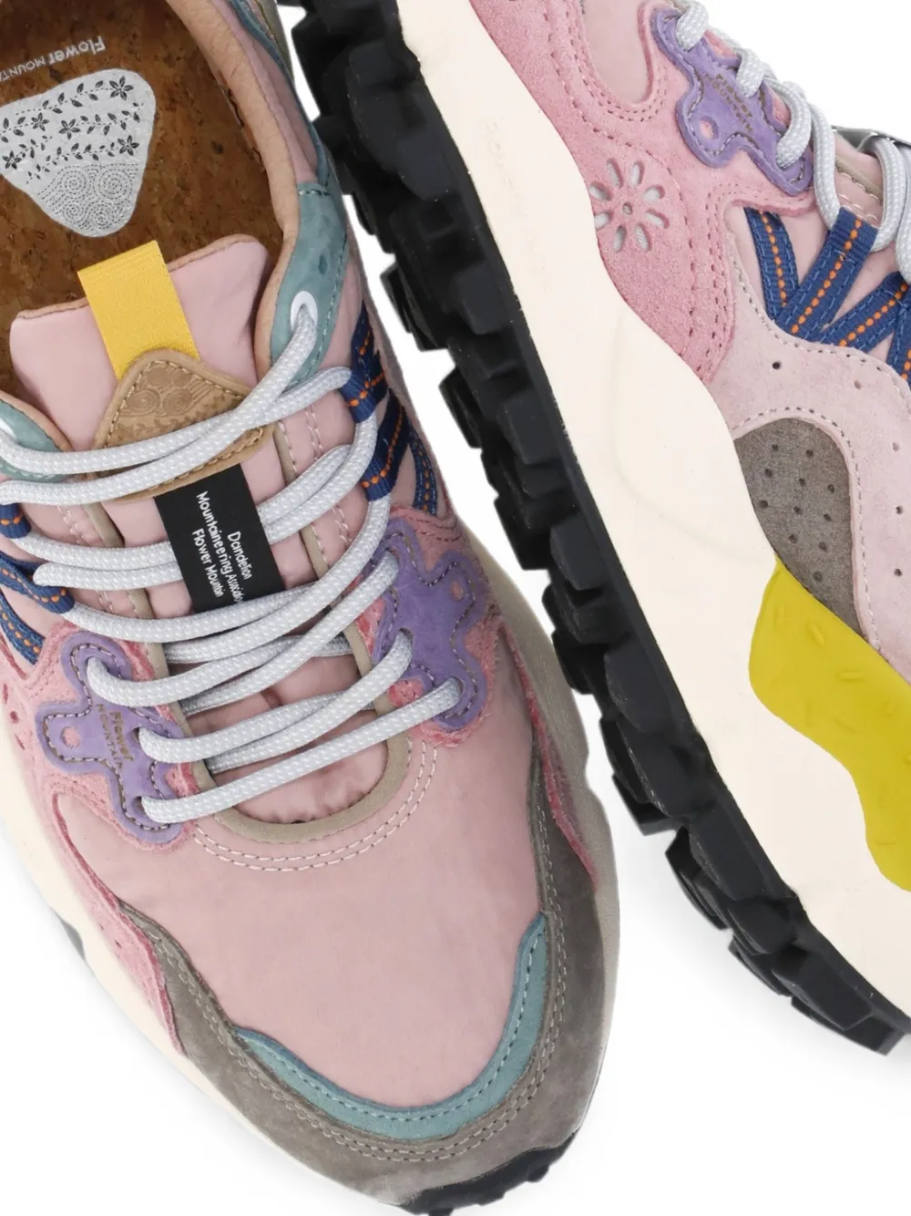 FLOWER MOUNTAIN Yamano 3 floral-panel sneakers Roze