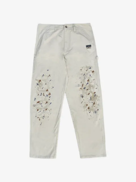 EVISU Seagull-print paint-splatter trousers