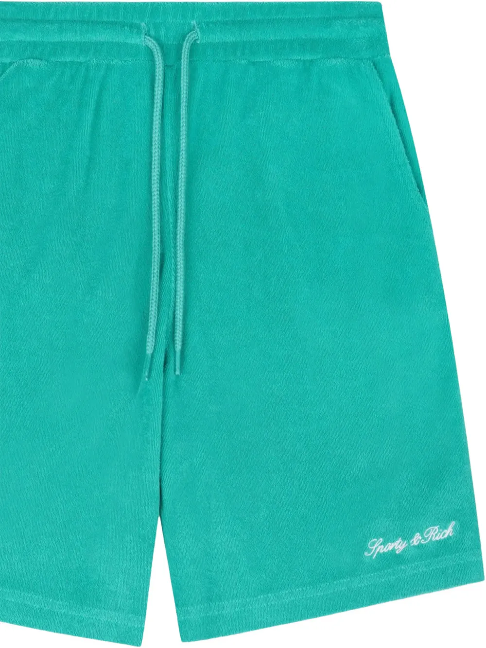 SPORTY & RICH KIDS Badstof shorts met geborduurd logo Groen
