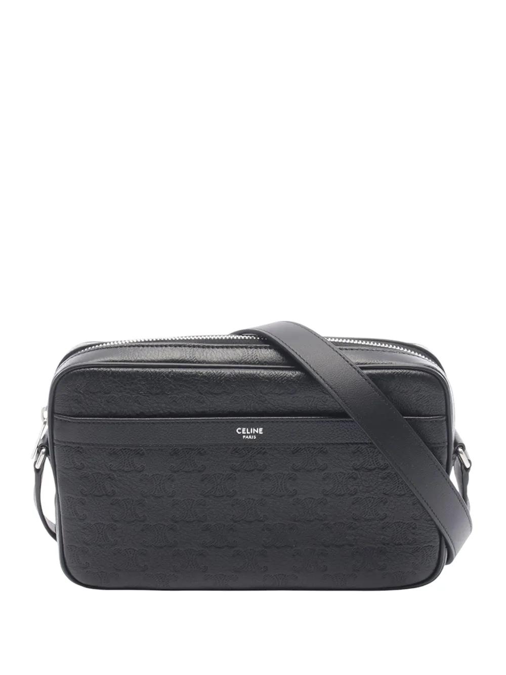 Celine Pre-Owned 2010-2026 Medium Triomphe Embossed Leather crossbody bag - Nero