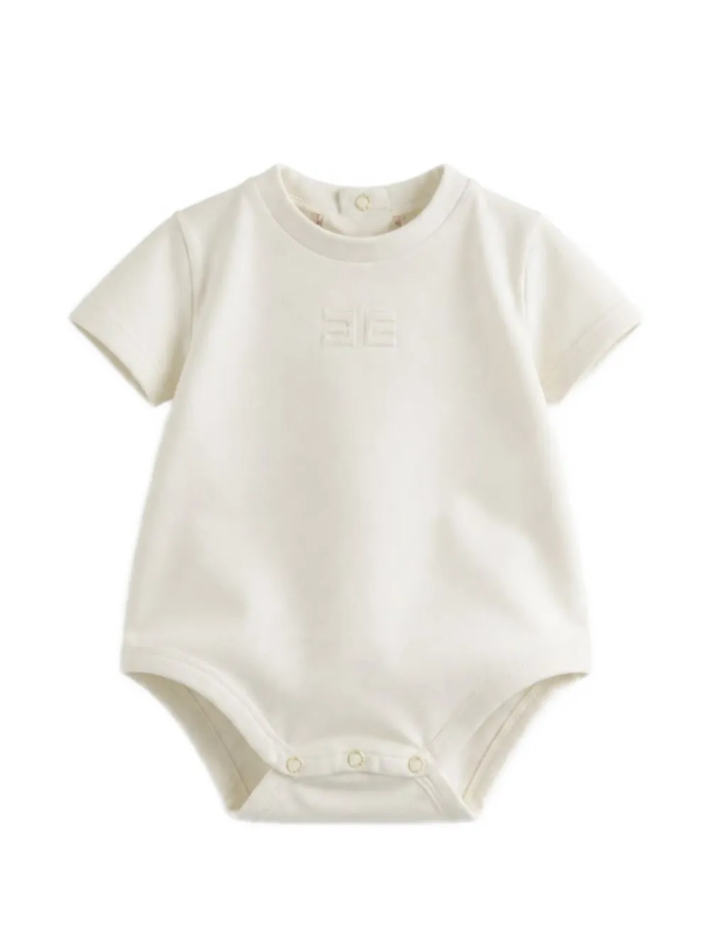 Elisabetta Franchi La Mia Bambina logo-embroidered short-sleeve bodysuit - Toni neutri