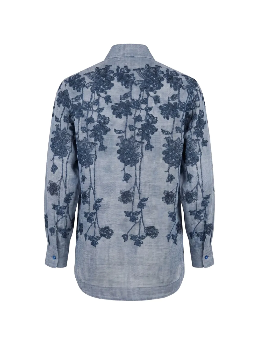 Ermanno Scervino Overhemd met geborduurde bloemen Blauw