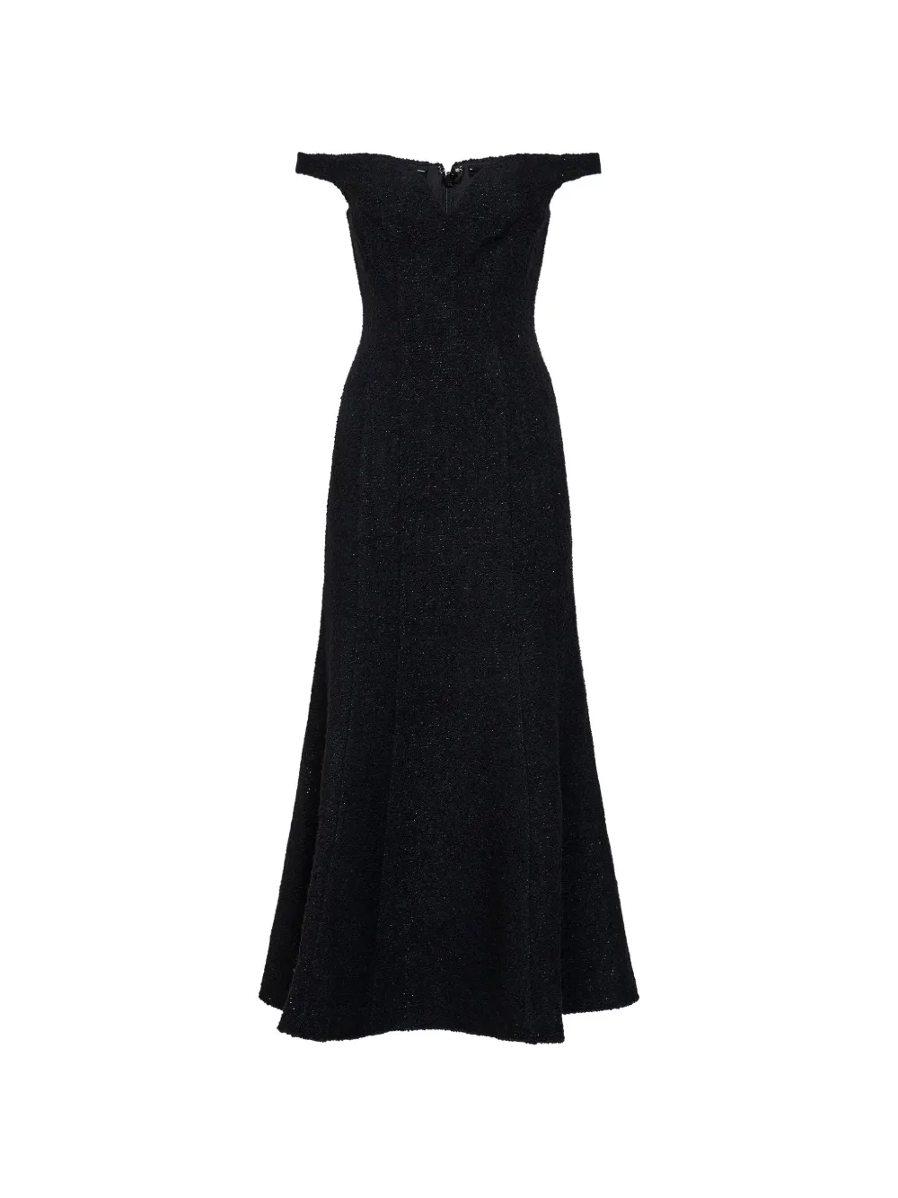 Self-Portrait off-the-shoulder flared maxi dress - Nero