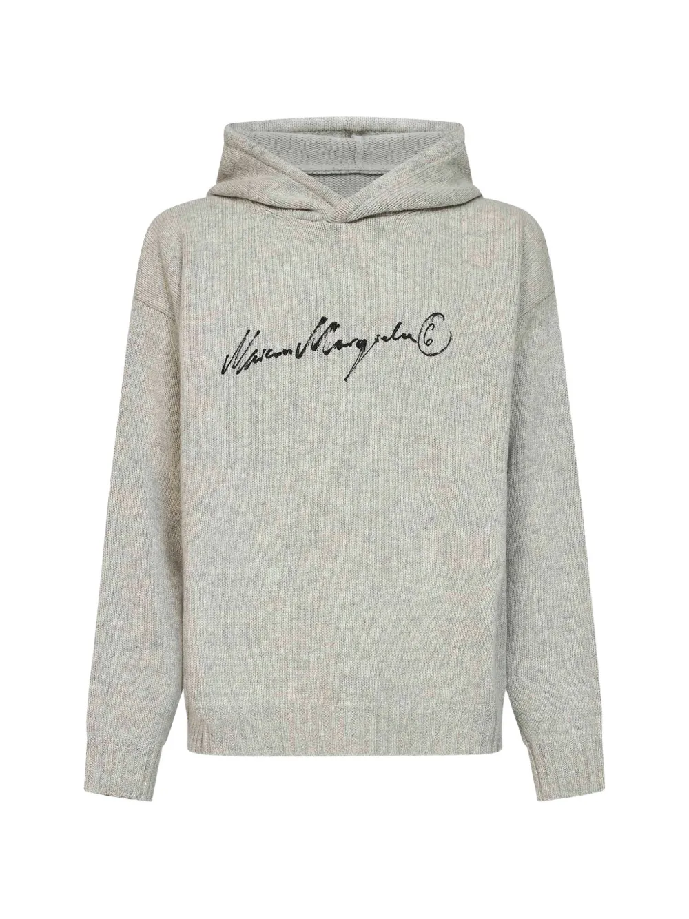 MM6 Maison Margiela logo-print knitted hoodie - Grey