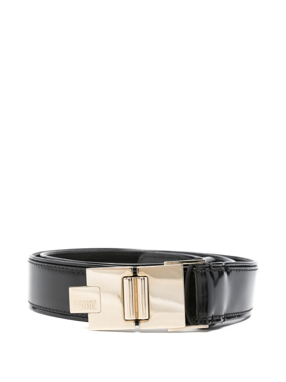 Pre-owned Gianfranco Ferre 2000s Logo-engraved Buckle Belt In Black