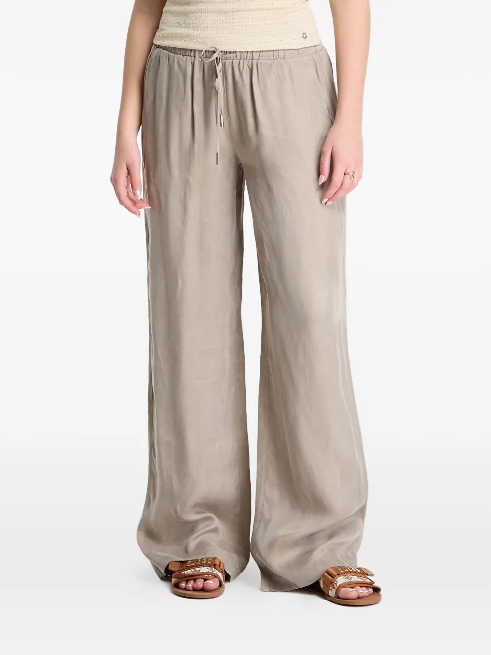 GUESS USA drawstring-waist wide-leg trousers - Toni neutri