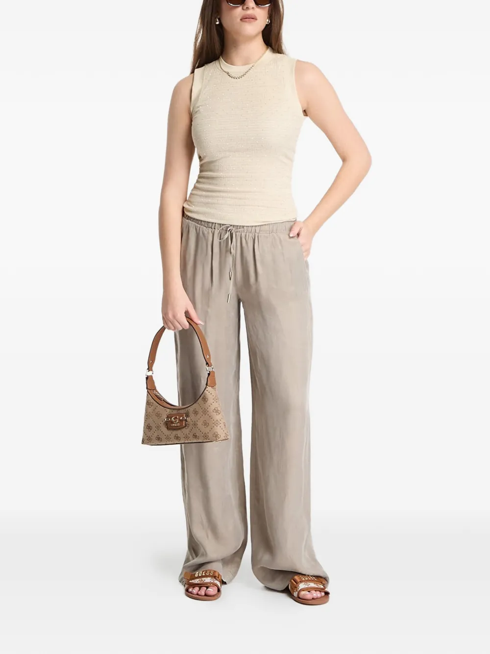 GUESS USA Broek met trekkoordtaille Beige