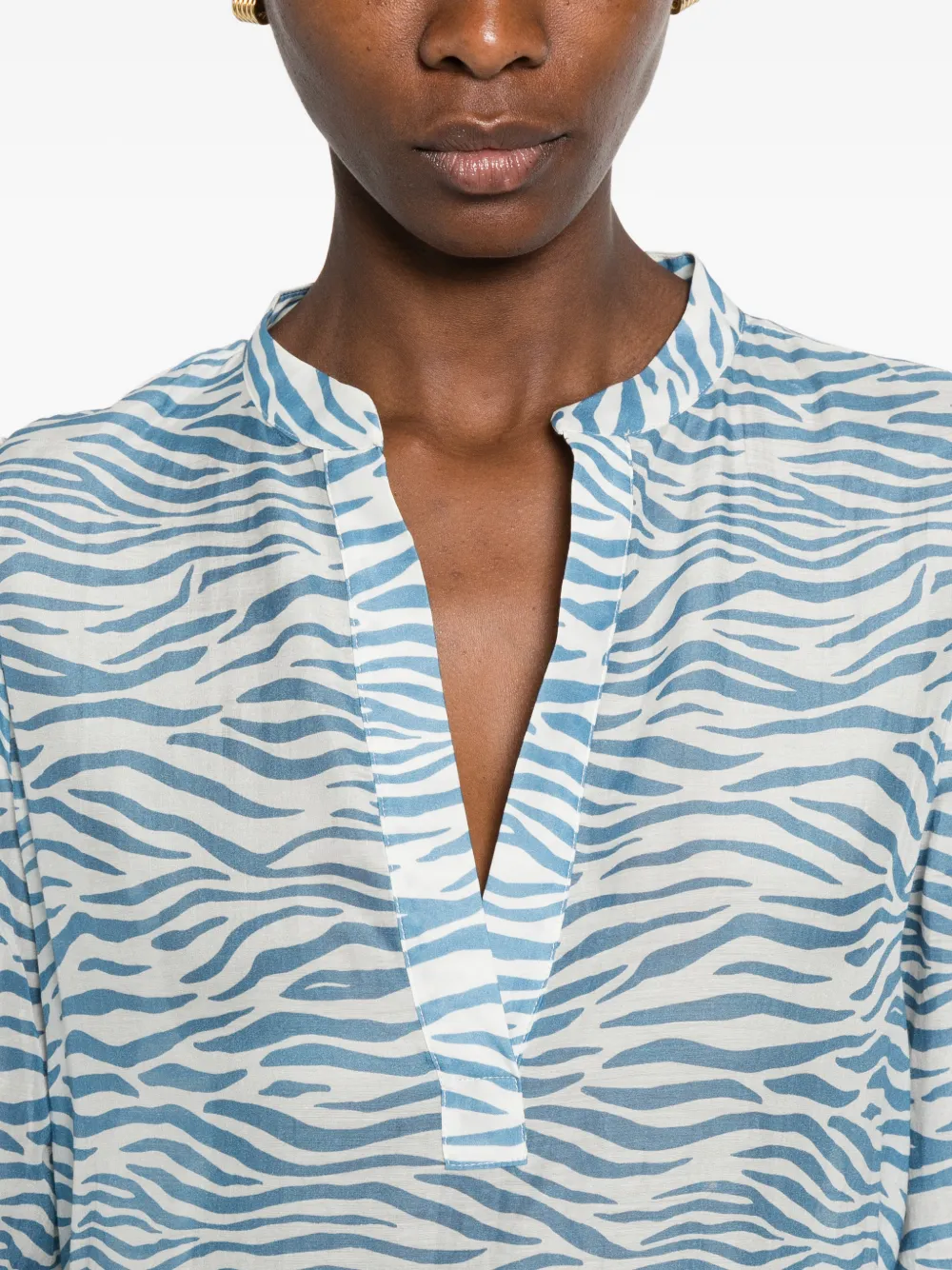 MC2 Saint Barth Sylvia maxi-jurk met zebraprint Blauw