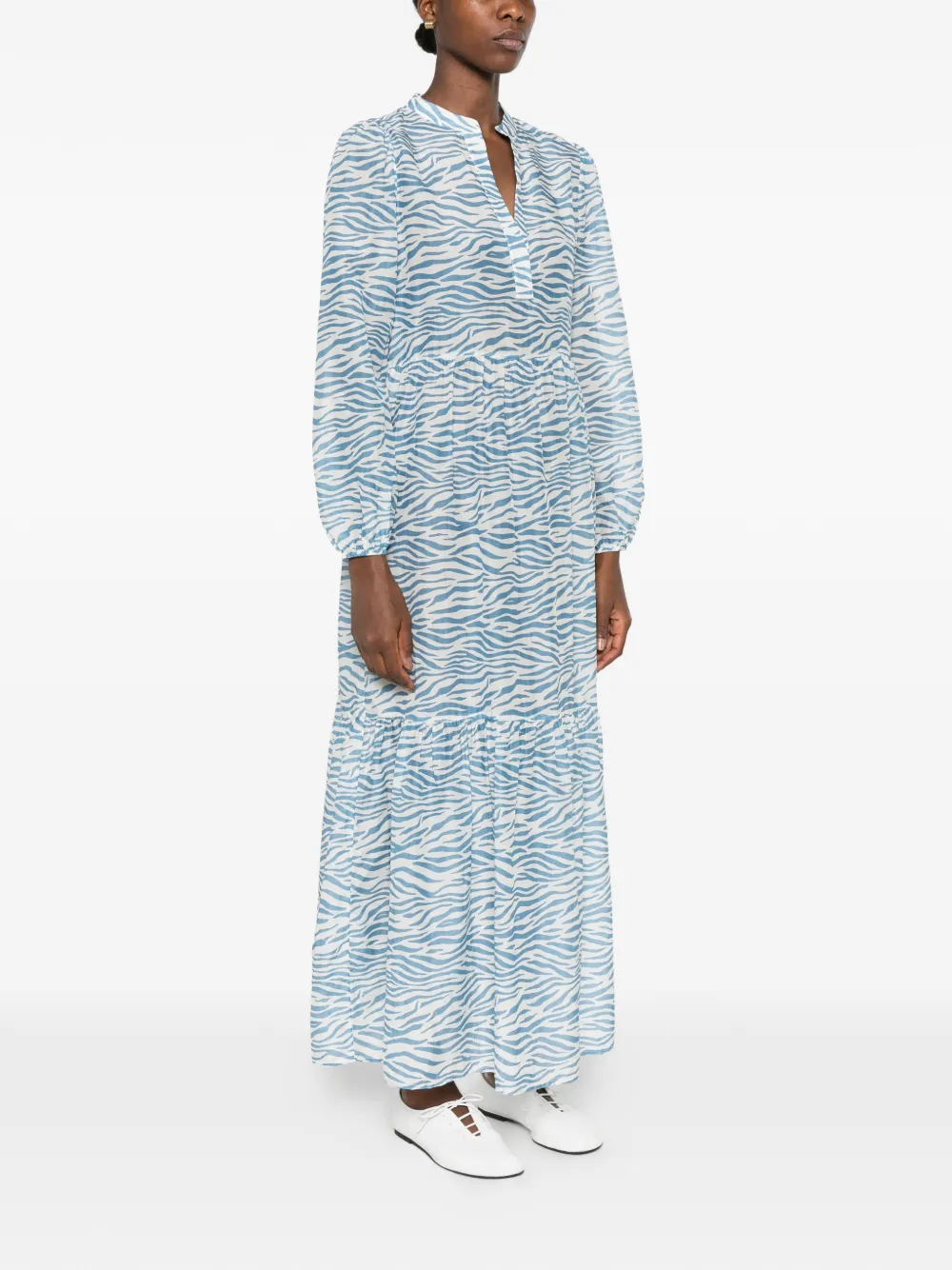 MC2 Saint Barth Sylvia maxi-jurk met zebraprint Blauw