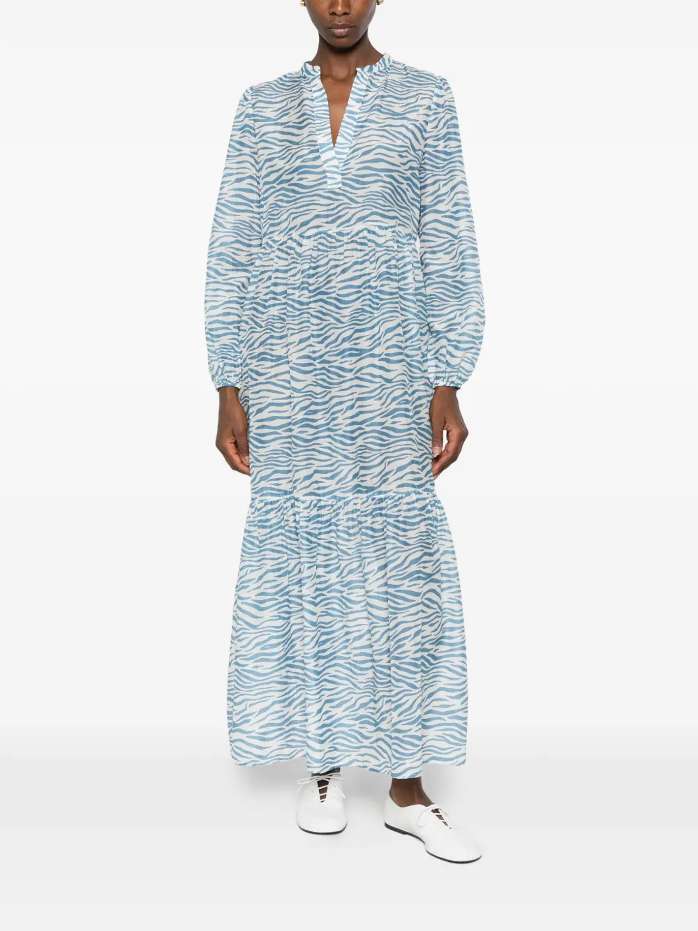MC2 Saint Barth Sylvia maxi-jurk met zebraprint Blauw