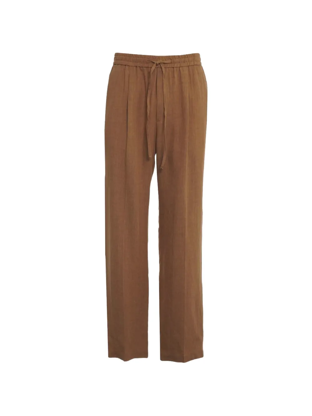 Amaranto Drawstring-waist Linen Trousers In Brown