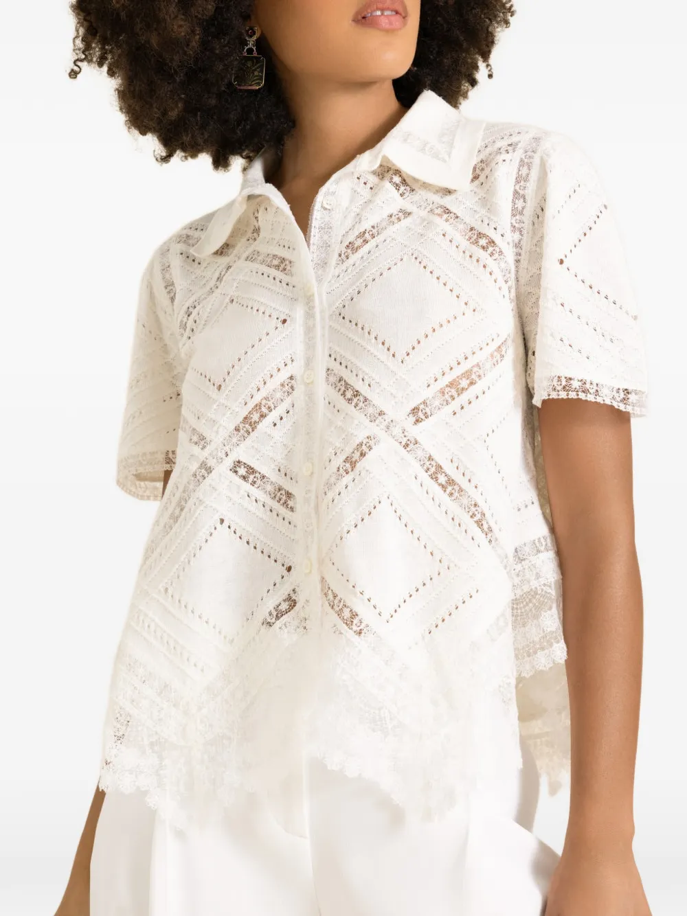 Ermanno Scervino lace-trim shirt - Bianco
