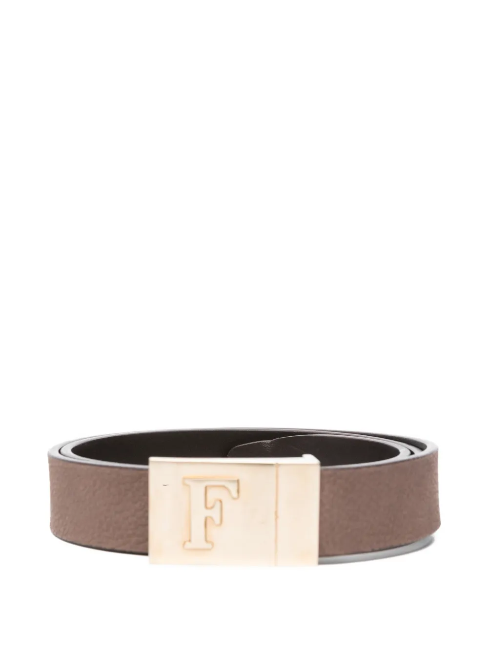 Pre-owned Gianfranco Ferre 2000s Logo-plaque Pebbled Belt In Brown
