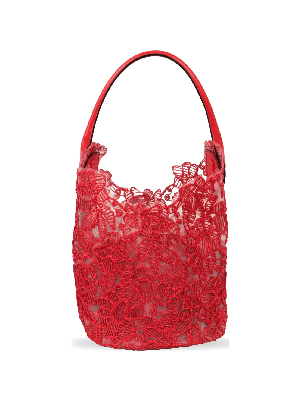 Ermanno Scervino floral-lace bucket bag - Rosso