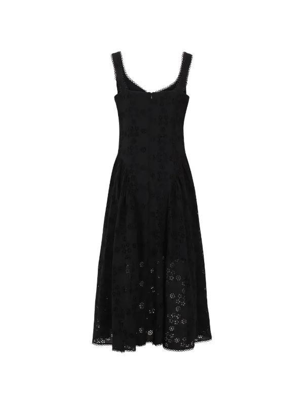 black broderie anglaise midi dress Ganni Broderie Anglaise Midi Dress