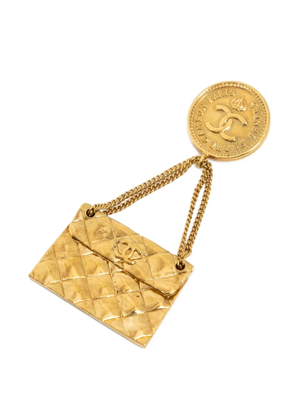 CHANEL Pre-Owned CC Quilted Flap brooch - Oro